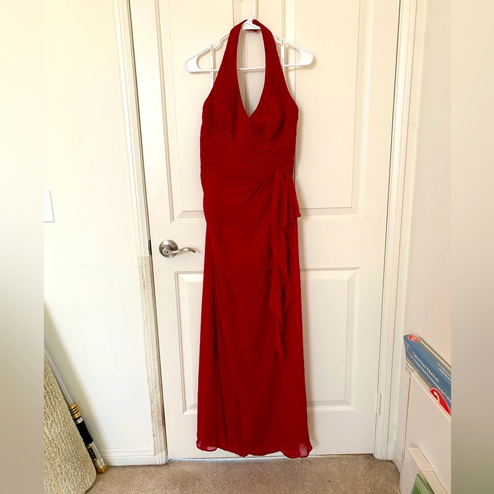 Floor Length Red Halter Dress Size 12